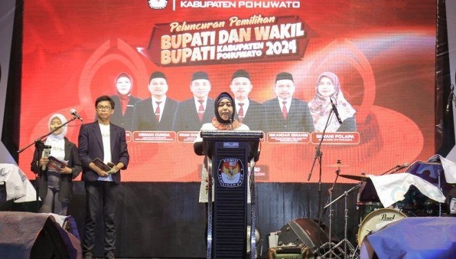 Peluncuran Tahapan Pilkada Pohuwato, berlangsung di kawasan Pohon Cinta Marisa, Ahad (05/05/2024) (Foto Iwan Karim Humas Pemda)