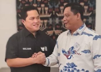 Ketua HIPMI Provinsi Gorontalo Iskandar Chiko Uno bersama menteri BUMN Erick Thohir