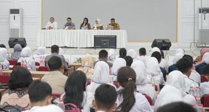 Sosialisasi internet sehat bagi pelajar SMP se Kabupaten Asahan, Sumatera Utara, Selasa (21/5/2024)