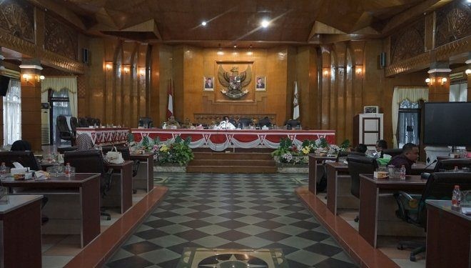 Suasana Rapat Paripurna DPRD terkait LKPJ Bupati Asahan Tahun 2023, Senin (6/5/2024).