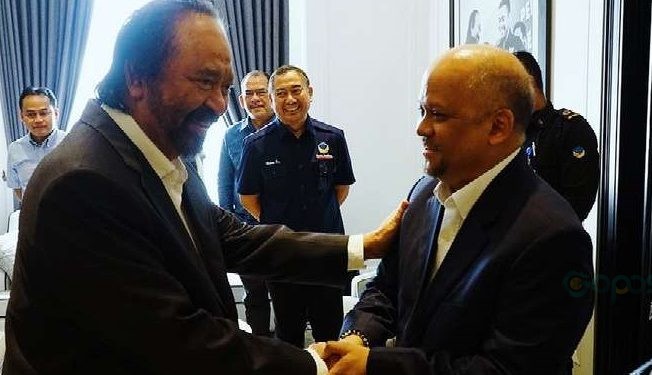 Foto unggahan DPP Partai NasDem melalui akun instagram @official_nasdem, tampak Hamim Pou turut menghadiri pemberian rekomendasi untuk calon Gubernur Jawa Barat.(IG NasDem)