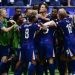 Para pemain Belanda merayakan gol #09 Wout Weghorst (tengah) ke gawang Polandia pada pertandingan sepak bola Grup D UEFA Euro 2024 di Volksparkstadion di Hamburg pada 16 Juni 2024. JOHN MACDOUGALL / AFP
