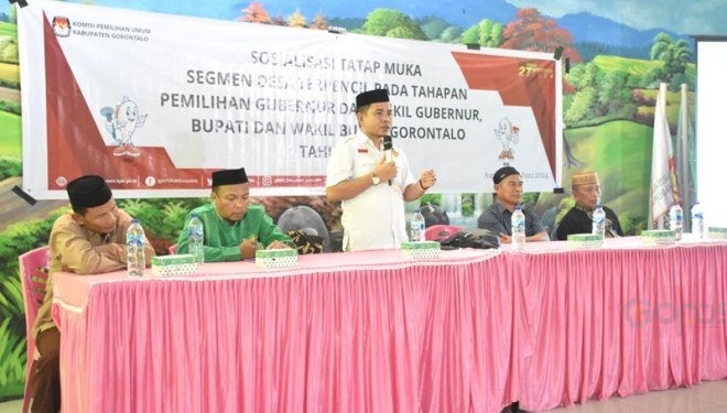 Sosialisasi di daerah 3T dilakukan KPU Kabupaten Gorontalo, berlokasi di Desa Mohoyolo, Kecamatan Asparaga.(Foto Abin)
