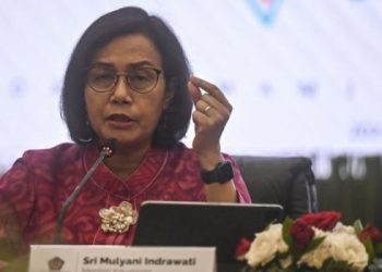 Menteri Keuangan Sri Mulyani menyampaikan konferensi pers APBN KiTa edisi Mei 2024 di Jakarta, Senin (27/5/2024). ANTARA FOTO/Erlangga Bregas Prakoso/Spt.
