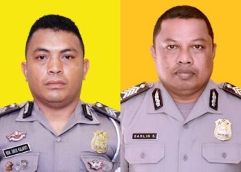 Brigpol David Kalapati dan Bripka Sarlin Suleman resmi di PTDH alias dipecat sebagai Anggota Polri oleh Kapolda Gorontalo.(foto Humas Polda Gorontalo)