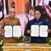 Pj Gubernur Gorontalo Rudy Salahuddin menandatangani MoU dengan Kepala BP2MI, Senin, (3/6/2024). (Foto: Nova–Kominfotik)