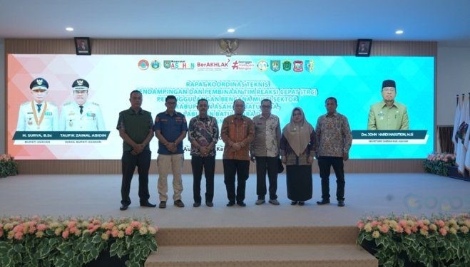 Sekda Asahan membuka Rakornis Pendampingan dan Pembinaan Tim Reaksi Cepat (TRC) Penanggulangan Bencana Multi Sektor, Kamis (6/6/2024).