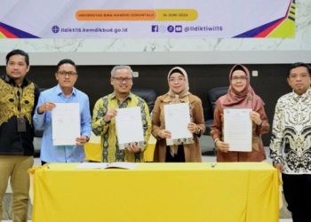 Foto penandatangan kerjasama Universitas Bina Taruna Gorontalo dan Universitas Telkom bertempat di Universitas Bina Mandiri, Jumat (14/6/2024)