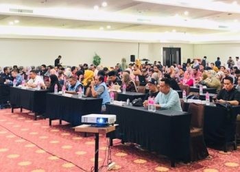 Pelaksanaan Bimtek Verifikasi Faktual kesatu dukungan bakal calon perseorangan oleh KPU Kota Gorontalo di Hotel Fox, Gorontalo, Kamis (20/6/2024). (Rama/Gopos)
