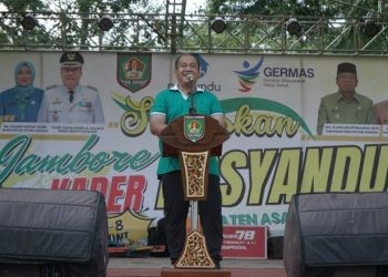 Wakil Bupati Asahan Taufik Zainal Abidin Siregar saat menutup Jambore Kader Posyandu ke 11 Tingkat Kabupaten Asahan Tahun 2024