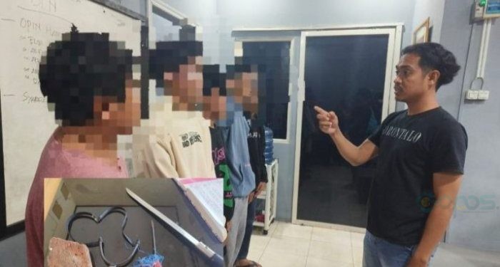 Tim Rajawali Polresta Gorontalo Kota mengamankan enam orang pasca penganiayaan di Kelurahan Leato Selatan. (Istimewa)