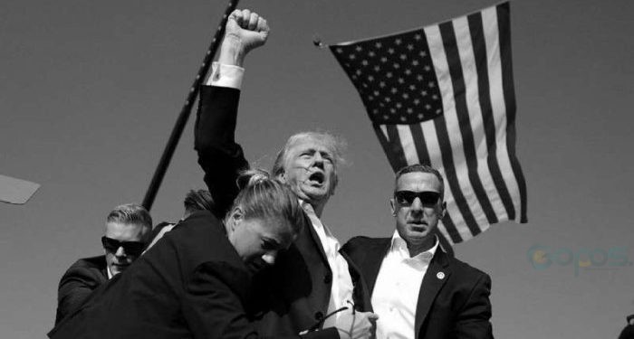 Mantan Presiden Amerika Serikat Donald Trump ditembak saat menggelar kampanye di Butler, Pennsylvania pada Sabtu (13/7/2024).
