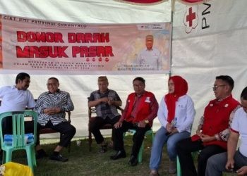 Foto Pelaksanaan Donor Darah Masuk Pasar di Pasar Minggu Telaga, (Minggu/21/7/2024)