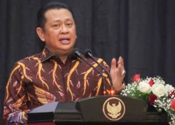 Ketua MPR RI Bambang Soesatyo alias Bamsoet dalam acara Sosialisasi Empat Pilar MPR RI bersama Majelis Nasional Korps Alumni Himpunan Mahasiswa Islam (MN KAHMI), di Kompleks, Parlemen, Senayan, Jakarta, Rabu (31/7/2024). (ANTARA/HO-MPR)