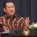 Ketua MPR RI Bambang Soesatyo alias Bamsoet dalam acara Sosialisasi Empat Pilar MPR RI bersama Majelis Nasional Korps Alumni Himpunan Mahasiswa Islam (MN KAHMI), di Kompleks, Parlemen, Senayan, Jakarta, Rabu (31/7/2024). (ANTARA/HO-MPR)