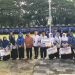 Bupati Merlan S. Uloli didampingi Mantan Sekda Bone Bolango Ishak Ntoma dan Penjabat Sekda Aznan Nadjamudin saat foto bersama pada apel Korpri, Senin (22/7/2024). (Foto Indra/Gopos)
