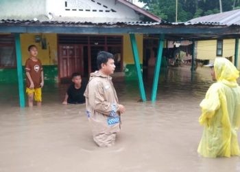 Salah satu rumah warga di Kecamatan Limboto Barat, Kabupaten Gorontalo yang terendam banjir.(Foto Polsek Limbar)