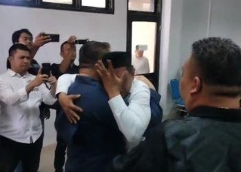 Nurdiansyah Mantali alias Puten akhirnya dibebaskan oleh Majelis Hakim Pengadilan Tipikor Gorontalo terkait kasus pungli di Satpol PP Kota Gorontalo.(foto Putra/gopos)