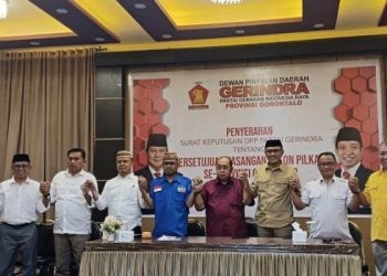 Deklarasi dukungan calon kepala dan wakil kepala daerah Partai Gerindra Gorontalo.