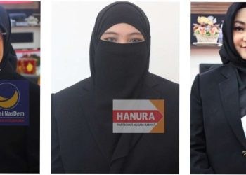 Suriaty Dengo (kiri), Rakhmatiyah Deu (kanan), Riska Puspitasari R. Mohamad (tengah).