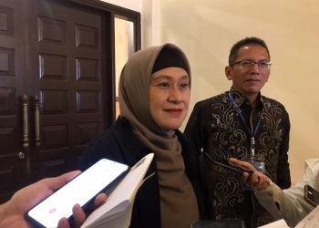 Lola Junus saat diwawancari di Hotel Grand Quality, Kota Gorontalo, Jumat (30/8/2024) (Foto Rama/Gopos)