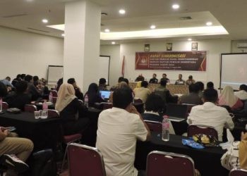 Rapat sinkronisasi DPHP menuju penyusunan DPS oleh KPU Kota Gorontalo, Sabtu-Ahad (10-11/8/2024)