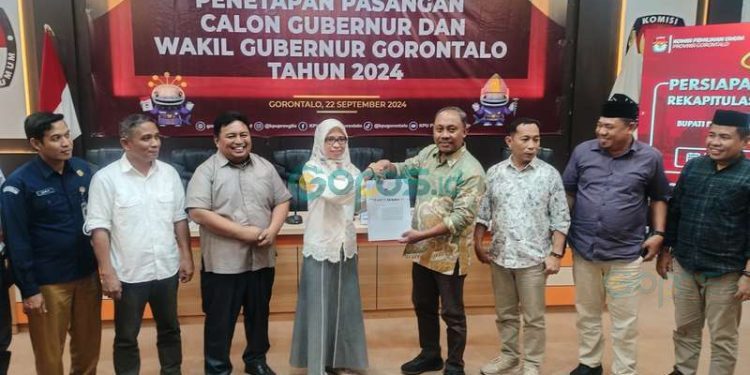 Komisi Pemilihan Umum KPU) Provinsi Gorontalo menetapkan calon Gubernur dan Wakil Gubernur Gorontalo di Pilkada 2024, Ahad (22-9-2024).