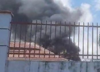 Kepulan asap tebal dari lokasi pabrik jagung PT Harim Pohuwato