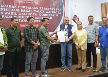 KPU Kota Gorontalo menerima berkas perbaikan administrasi pencalonan Bapaslon Wali Kota dan Wakil Wali Kota Gorontalo