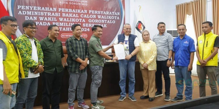 KPU Kota Gorontalo menerima berkas perbaikan administrasi pencalonan Bapaslon Wali Kota dan Wakil Wali Kota Gorontalo