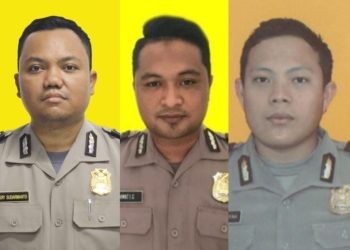 Tiga anggota Polda Gorontalo yang resmi dipecat sebagai anggota Polri.(Foto Polda)