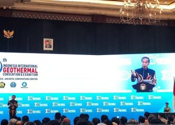 Presiden Joko Widodo menyampaikan sambutan saat pembukaan Konvensi dan Pameran Panas Bumi Internasional Indonesia ke-10 di Jakarta, Rabu (18 September 2024). ANTARA/Mentari Dwi Gayati
