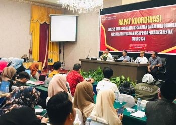 Rapat Koordinasi  KPU Kota Gorontalo dalam rangka menganalisa data ganda antar kecamatan persiapan penyusunan DPSHP Pilkada 2024