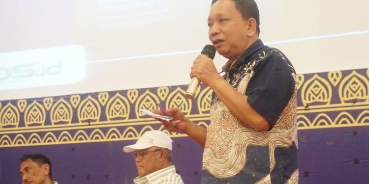 Calon Gubernur Gorontalo nomor urut 3 Hamzah Isa saat diskusi bertajuk "Carut Marut Dunia Pendidikan Gorontalo: Apa Komitmen Pasangan Calon?" yang diselenggarakan Angkatan Muda Muhammadiyah Provinsi Gorontalo, Senin (29/10/2024).