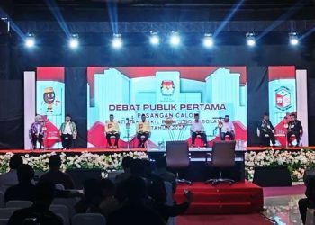 Debat Publik Pertama Pilkada Kabupaten Bone Bolango, KPU Bone Bolango menjamin Integritas dan profesionalitas penyelenggara.