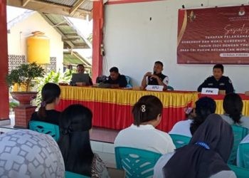 Kegiatan sosialisasi yang digelar KPU Boalemo di Desa Tri Rukun Kecamatan Wonosari, Rabu (9/10/2024).(Foto KPU)