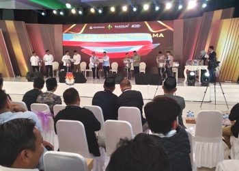 Suasana debat perdana Pilkada Boalemo yang dihadiri lima paslon, Sabtu (26/10/2024).(Foto KPU)