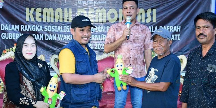 Kegiatan sosialisasi tahapan Pilkada Serentak 2024 yang digelar di Desa Tangga Barito, Kecamatan Dulupi, Boalemo, Sabtu (5/10/2024).(Foto KPU)