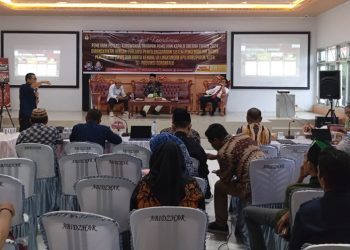KPU Provinsi Gorontalo menggelar Rakor potensi kerawanan tahapan Pilkada tahun 2024, berlangsung di Aula KPU Pohuwato, Selasa (1/10/2024) (Yusuf/Gopos)