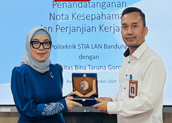 Rektor UNBITA Gorontalo Ellys Rachman saat mengunjungi Politeknik STIA LAN Bandung, Rabu (9/9/2024)