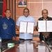 Perwakilan Pemkab Banggai Laut Sulteng bersama Rektor UNG Eduart Wolok usai penandatanganan kerjasama.(Foto UNG)