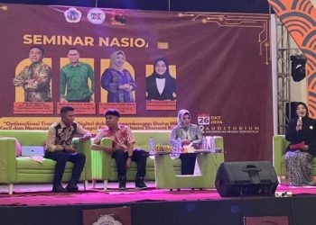 Seminar Gorontalo Creativity Competition Informastion Technology (GCC-IT) yang diselenggarakan HMB-TI Fakultas Teknik UNG mengangkat tema UMKM.(Foto UNG)