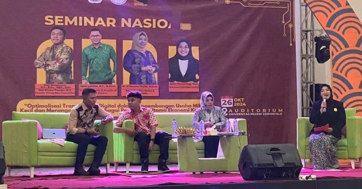 Seminar Gorontalo Creativity Competition Informastion Technology (GCC-IT) yang diselenggarakan HMB-TI Fakultas Teknik UNG mengangkat tema UMKM.(Foto UNG)