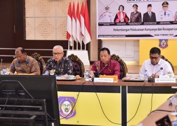 Rapat Forkopimda diperluas yang dipimpin Pj Gubernur Rudy Salahuddin bersama jajaran Forkopimda, KPU/Bawaslu, pimpinan OPD dan Stakeholder terkait, Jumat, (11/10/2024). (Foto – Fadil Diskominfotik)