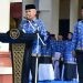 Bupati Pohuwato, Saipul Mbuinga, memberikan sambutan HUT korpri, berlangsung di halaman kantor bersama Bupati Pohuwato, Jum'at (29/11/0224) (Iwan Karim)
