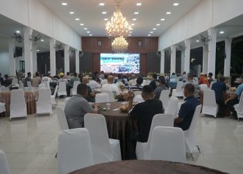Pemkab Asahan menyambut peserta penjelajah bumi Asahan tahun 2024 di Pendopo Rumah Dinas Bupati Asahan, Jumat (1/11/2024) malam.