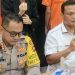 Direskrimum Polda Gorontalo, Kombes Pol Nur Santiko (kanan) ditemani Kabid Humas Polda Gorontalo, Kombes Pol Desmond Hajendro AP (kiri). Putra/Gopos)
