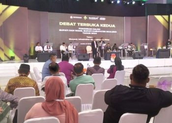 Suasana debat publik kedua Pilkada Boalemo yang ditayangkan live Youtube KPU Boalemo.(Foto KPU)