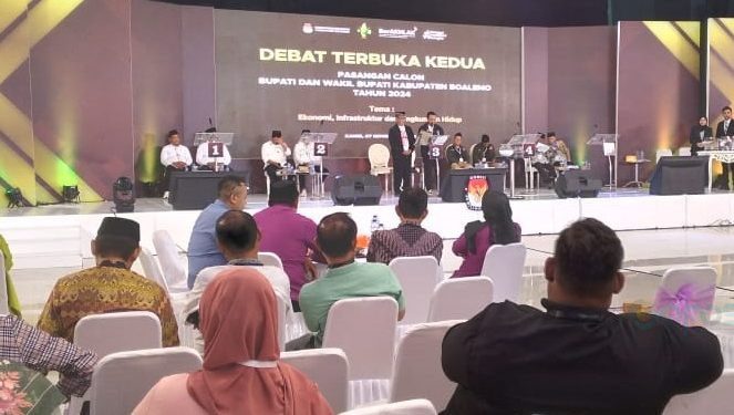 Suasana debat publik kedua Pilkada Boalemo yang ditayangkan live Youtube KPU Boalemo.(Foto KPU)