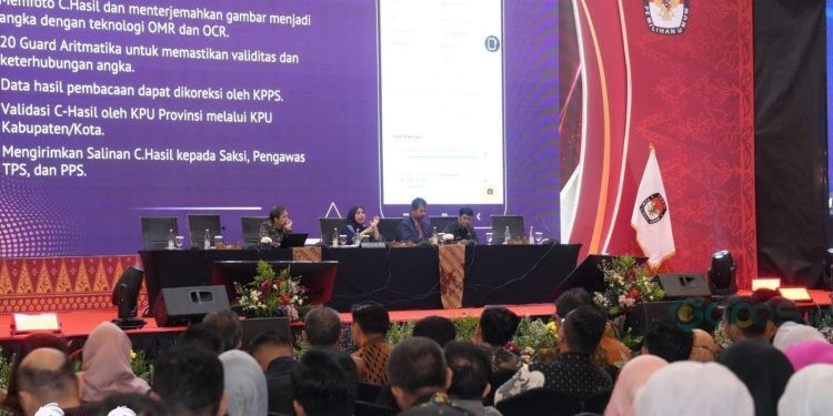 Rakor persiapan pelaksanaan tahapan penghitungan suara, rekapitulasi hasil perolehan suara, dan penggunaan Sistem Informasi Rekapitulasi Elektronik (Sirekap) yang diselenggarakan KPU RI di Hotel Pullman, Jakarta, 31 Oktober-2 November 2024.